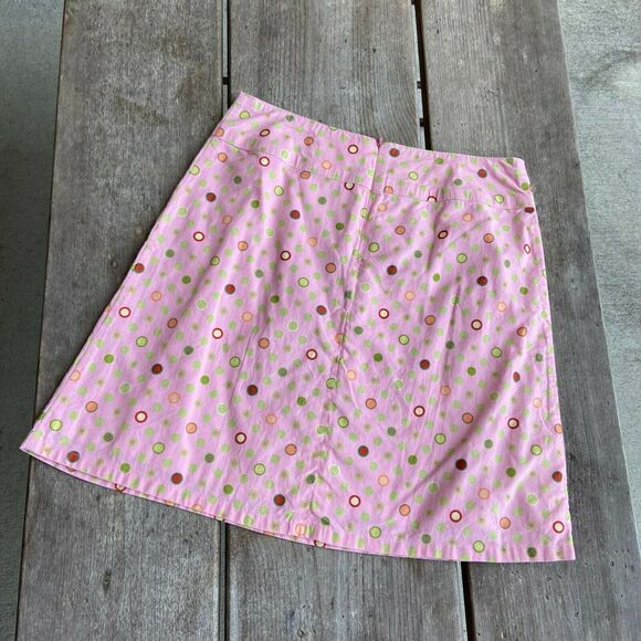 LulaKate Womens Skirt Size 2 Lula Kate Pink Green Pastel Polka Dot Preppy - Picture 3 of 5